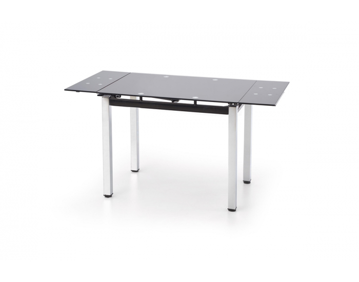 Sklenený rozkladací jedálenský stôl Logan - čierna / chróm