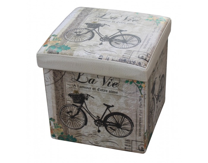 Taburetka s úložným priestorom Moly - vzor retro