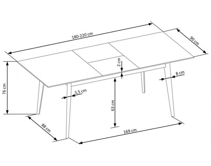 Rozkladací jedálenský stôl Montreal - biela / popol / jaseň