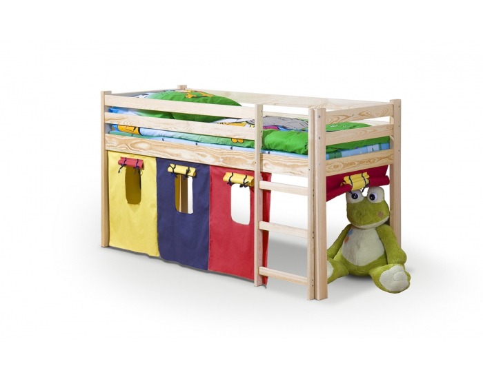 Drevená poschodová posteľ s roštom a matracom Neo 80 - borovica