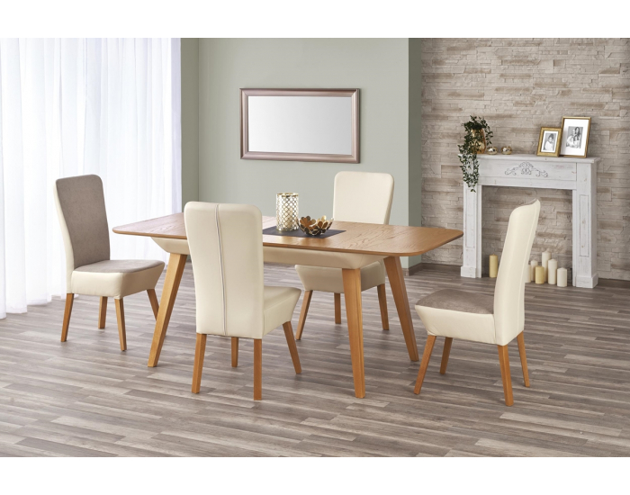 Rozkladací jedálenský stôl Orchid - dub medový / béžová