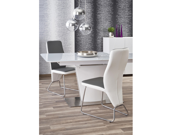 Sklenený rozkladací jedálenský stôl Platon - biely lesk