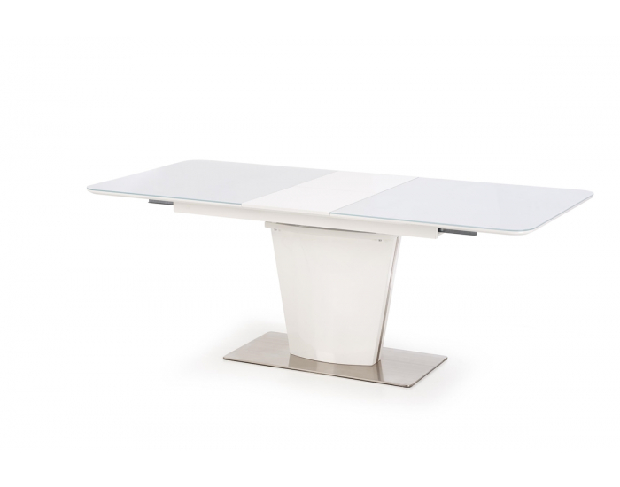 Sklenený rozkladací jedálenský stôl Platon - biely lesk