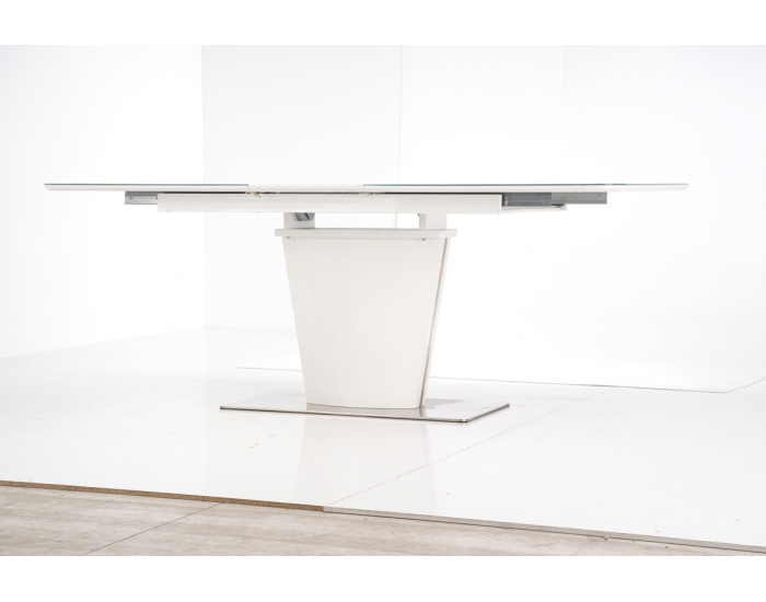 Sklenený rozkladací jedálenský stôl Platon - biely lesk