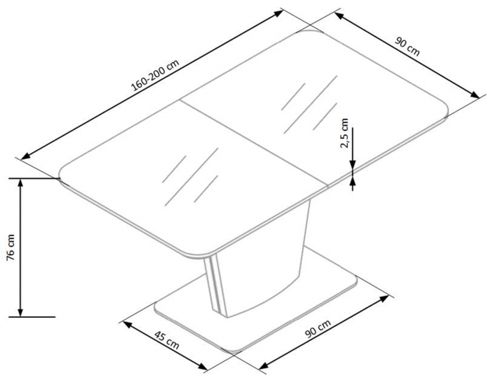 Sklenený rozkladací jedálenský stôl Platon - biely lesk