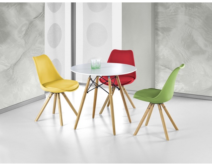 Okrúhly jedálenský stôl Prometheus - biely lesk / buk