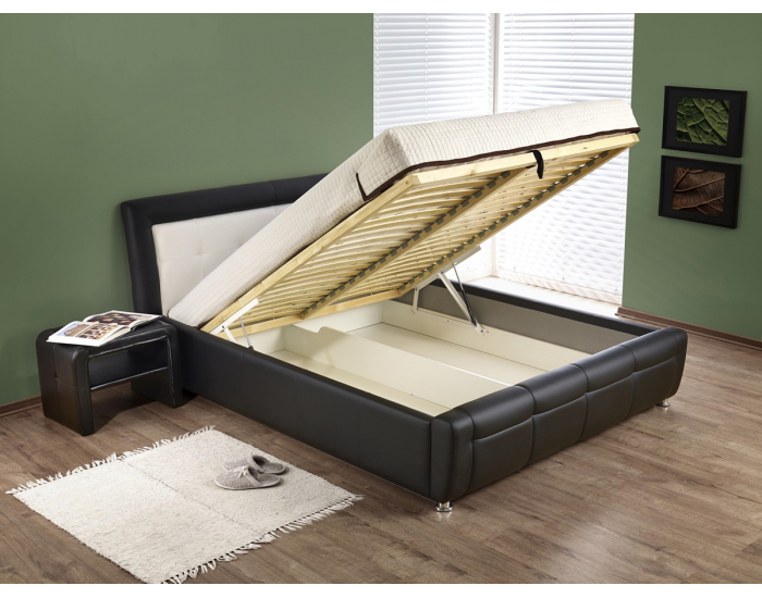 Čalúnená manželská posteľ s roštom Samanta P 160 - hnedá / béžová