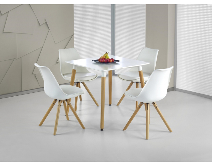 Jedálenský stôl Socrates 80 - biely lesk / buk