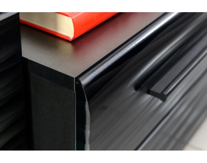 Obývacia stena s osvetlením Timber 1 - čierna / sahara lesk