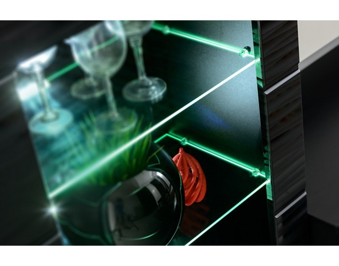 Obývacia stena s osvetlením Timber 1 - čierna / sahara lesk