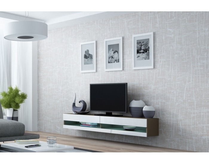 TV stolík na stenu Vigo New 180 - latte / biely lesk