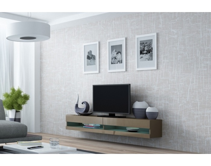 TV stolík na stenu Vigo New 180 - latte / latte lesk