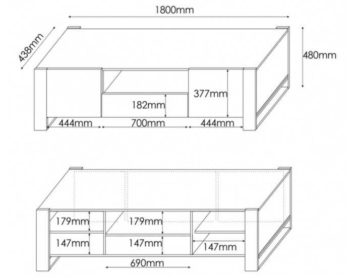 TV stolík Wood - dub wotan / antracit