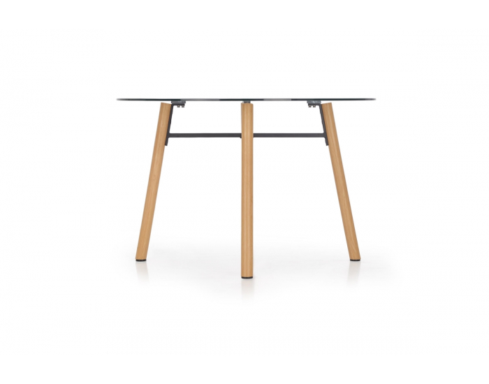 Okrúhly sklenený jedálenský stôl Yukon - priehľadná / buk