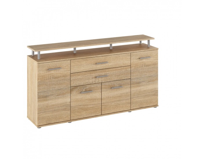Štvordverová komoda so zásuvkami Hanola - dub sonoma