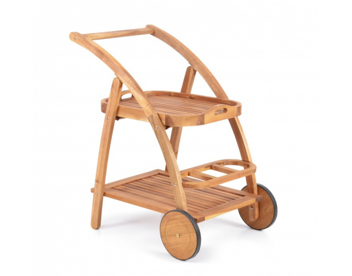 Drevený servírovací stolík na kolieskach Trolley S - akácia