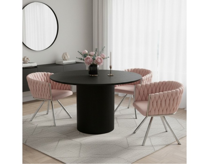 Otočné jedálenské kreslo Helin - púdrovoružová (Velvet) / chróm
