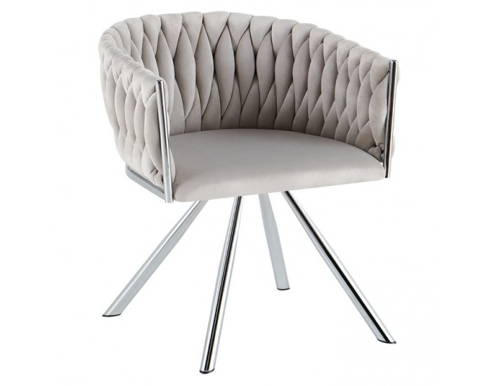 Otočné jedálenské kreslo Helin - svetlosivá (Velvet) / chróm