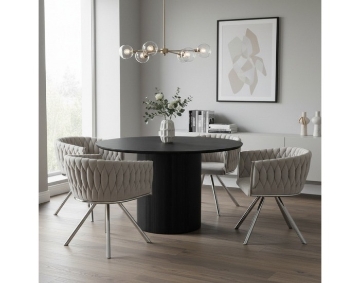 Otočné jedálenské kreslo Helin - svetlosivá (Velvet) / chróm