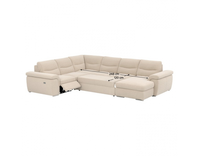 Rohová sedačka U s rozkladom a elektrickou funkciou výsuvu Hella Roh U L - béžová