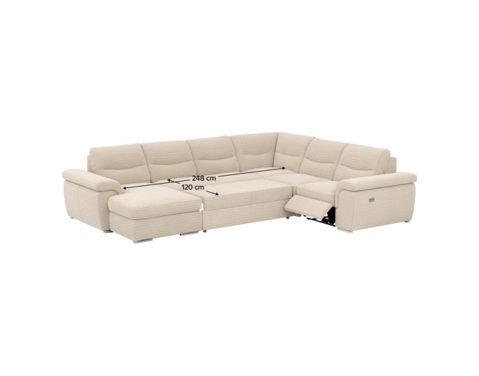 Rohová sedačka U s rozkladom a elektrickou funkciou výsuvu Hella Roh U P - béžová