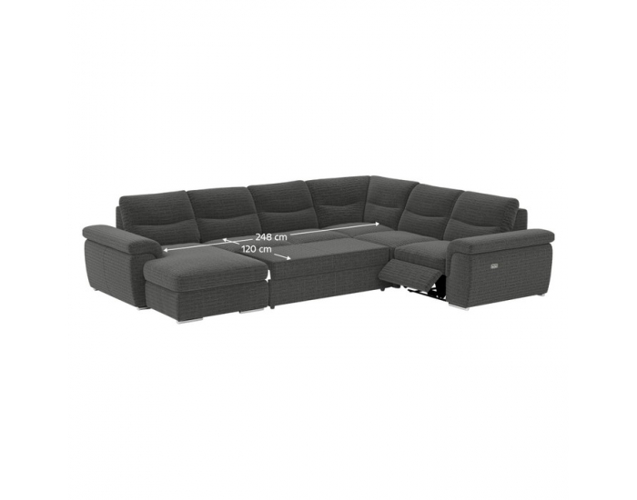 Rohová sedačka U s rozkladom a elektrickou funkciou výsuvu Hella Roh U P - grafit