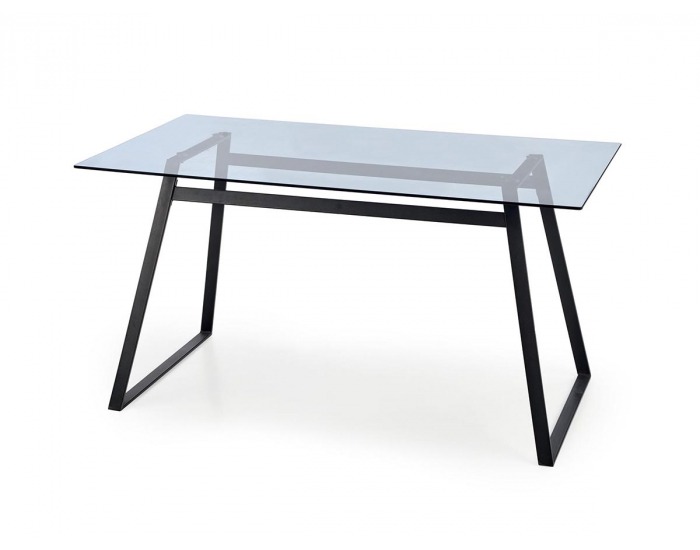 Sklenený jedálenský stôl Herald - dymová / čierna
