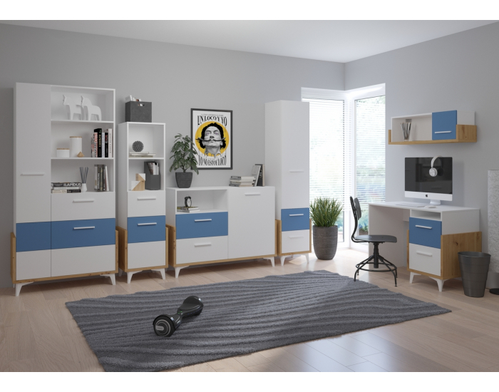 Detská izba Hey - dub artisan / biela / modrá
