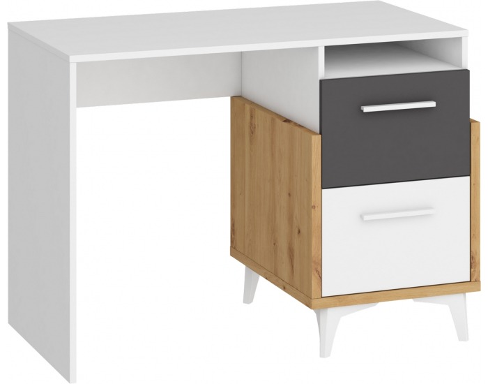 PC stôl Hey HEY-03 - dub artisan / biela / grafit