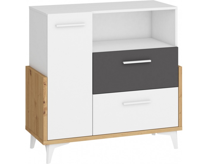 Komoda Hey HEY-07 - dub artisan / biela / grafit