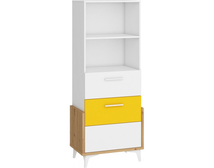 Regál Hey HEY-16 - dub artisan / biela / žltá