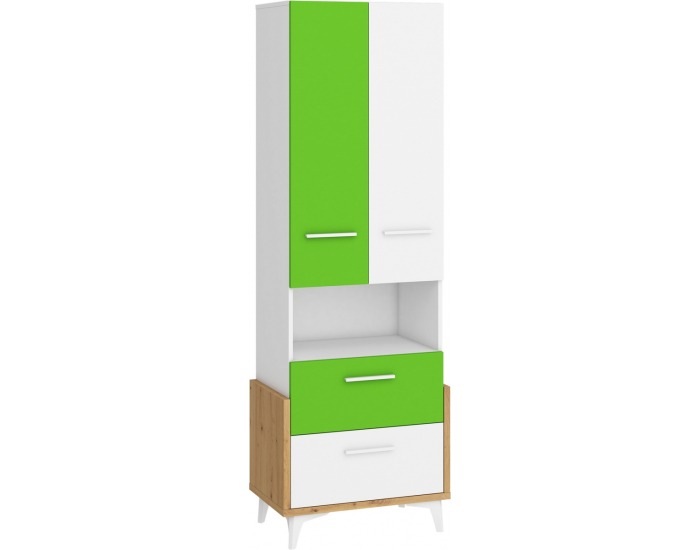 Regál Hey HEY-17 - dub artisan / biela / zelená