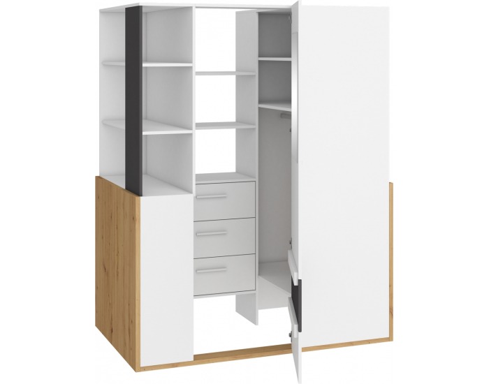 Šatníková skriňa Hey HEY-21 1D - dub artisan / biela / grafit