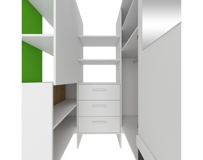 Šatníková skriňa Hey HEY-21 1D - dub artisan / biela / zelená