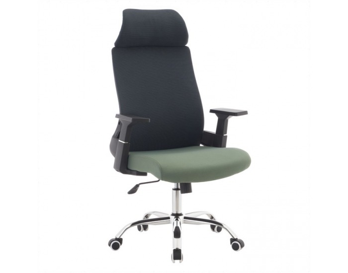 Kancelárske kreslo Holger - tmavosivá / zelená / chróm