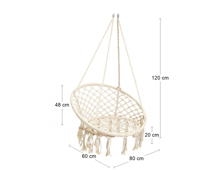 Závesné hojdacie kreslo Hoppy 120x80 cm - krémová