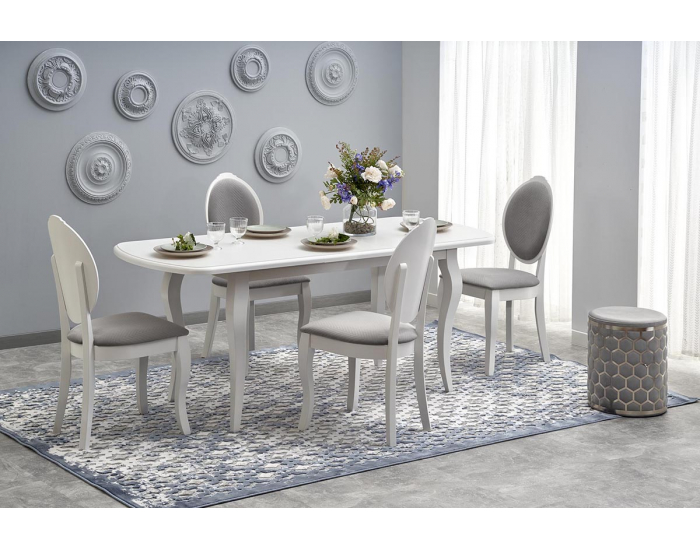 Rustikálny rozkladací jedálenský stôl Horacy - biela