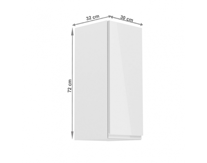 Horná kuchynská skrinka Aurora G30 P - biela / biely lesk
