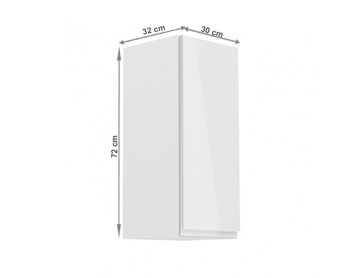 Horná kuchynská skrinka Aurora G30 P - biela / sivý lesk