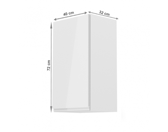 Horná kuchynská skrinka Aurora G40 L - biela / sivý lesk