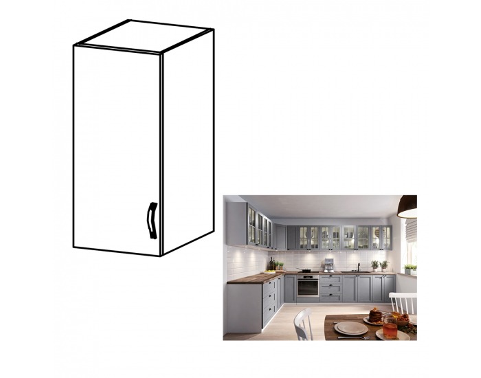 Horná kuchynská skrinka Layla G30 L - biela / sivá matná