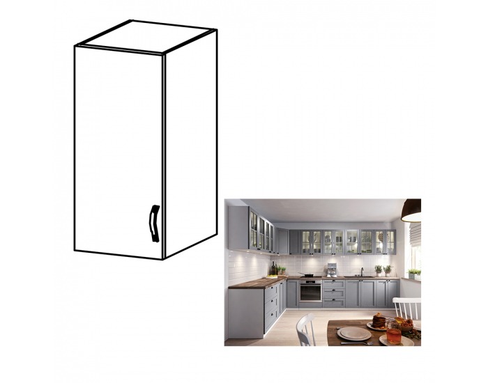 Horná kuchynská skrinka Layla G30 L - biela / sivá matná