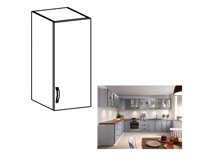 Horná kuchynská skrinka Layla G30 P - biela / sivá matná