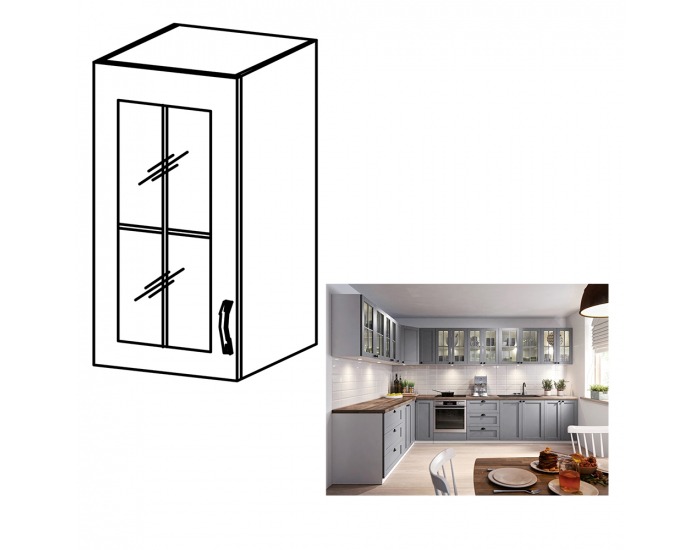 Horná kuchynská skrinka Layla G30S L - biela / sivá matná