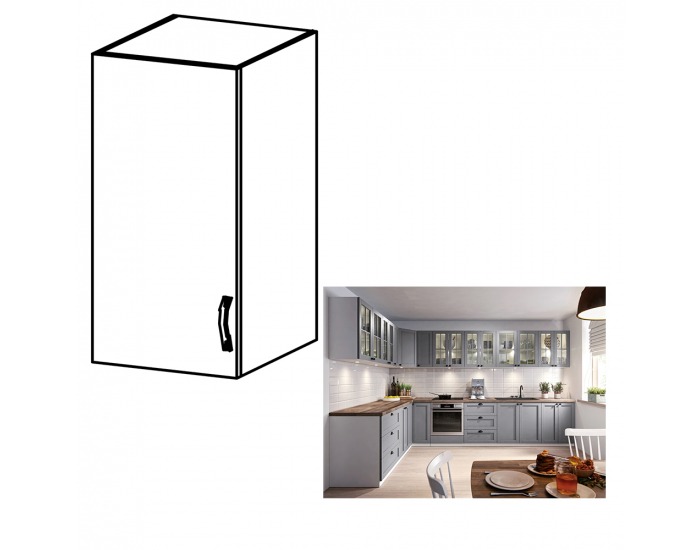 Horná kuchynská skrinka Layla G40 L - biela / sivá matná