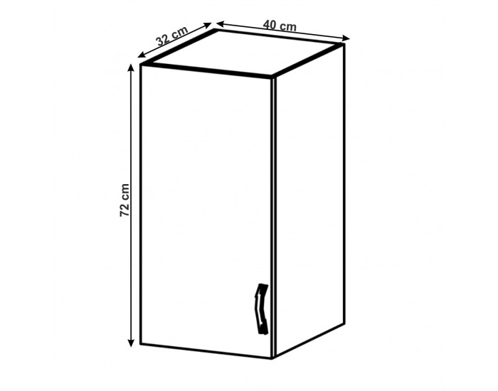 Horná kuchynská skrinka Layla G40 L - biela / sivá matná