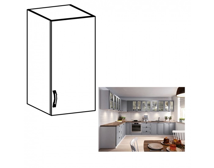 Horná kuchynská skrinka Layla G40 P - biela / sivá matná