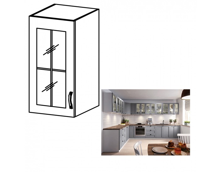 Horná kuchynská skrinka Layla G40S L - biela / sivá matná