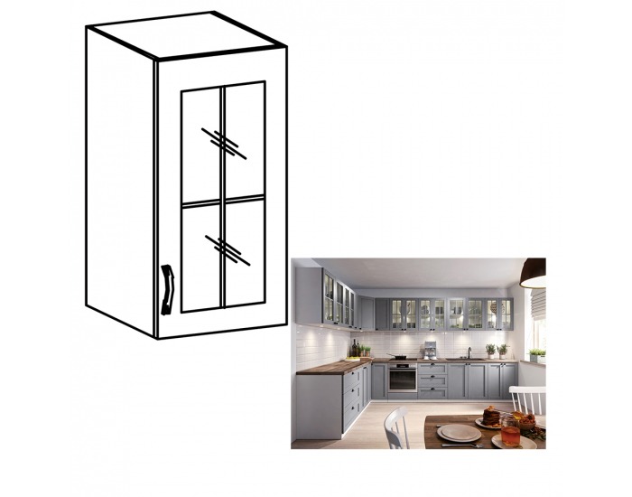 Horná kuchynská skrinka Layla G40S P - biela / sivá matná