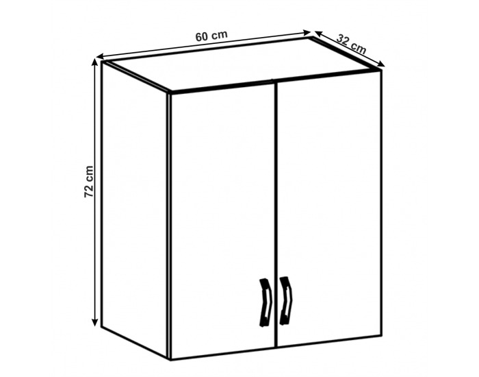 Horná kuchynská skrinka Layla G60 - biela / sivá matná